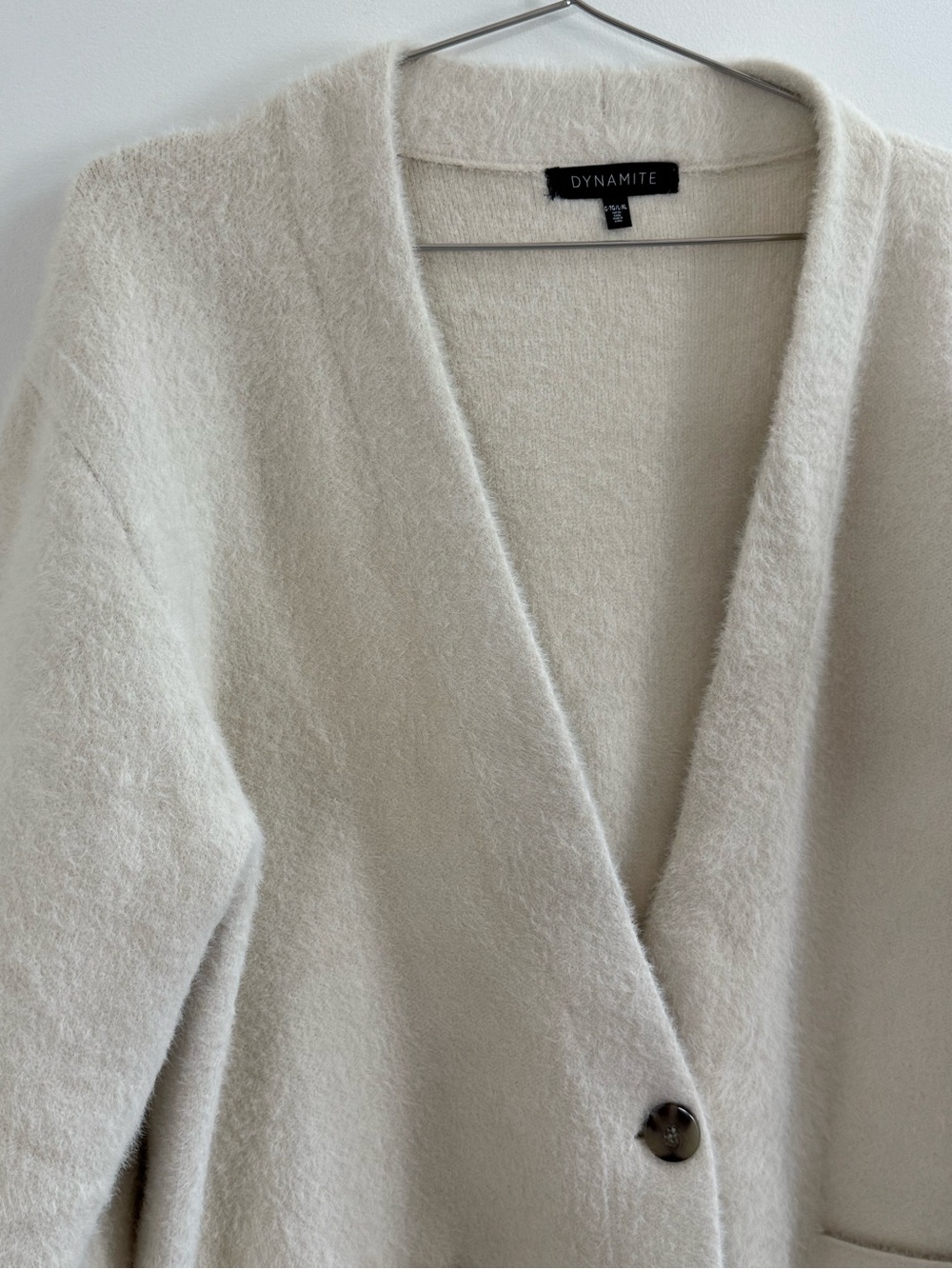 Dynamite Cream Oversized Fuzzy Button Cardigan - Picture 3 of 7